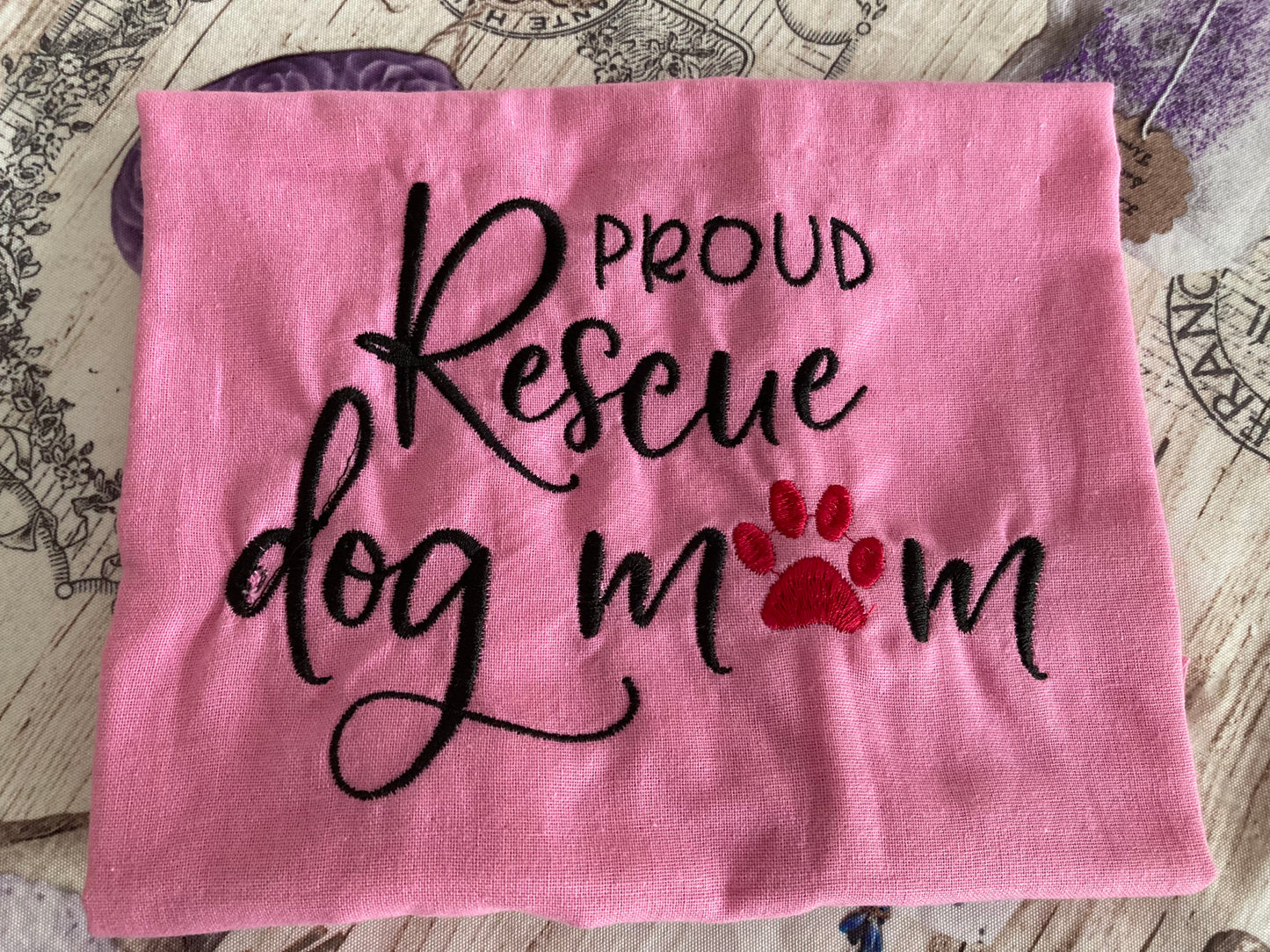 Rescue slogan handmade embroidered bags