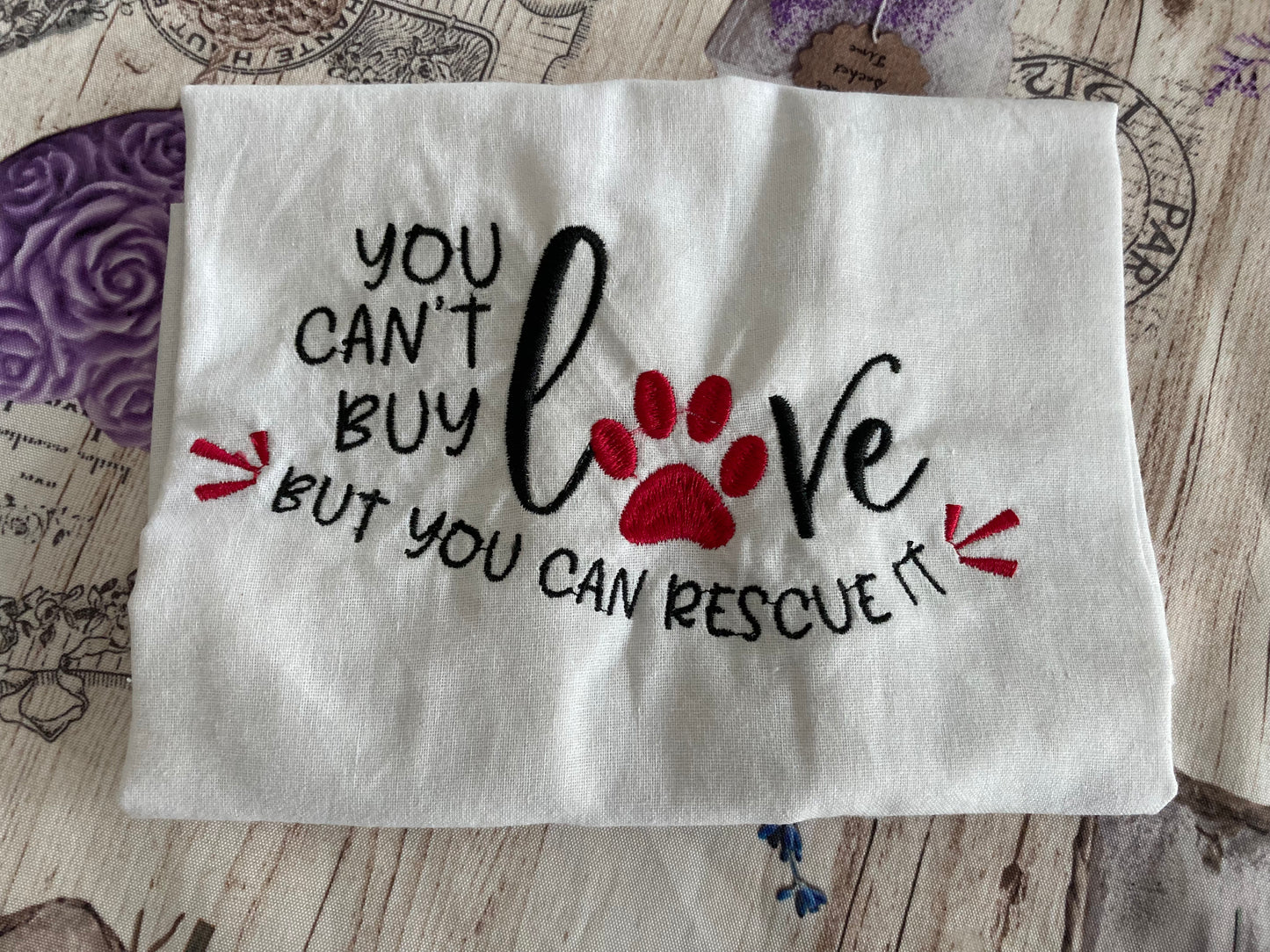 Rescue slogan handmade embroidered bags